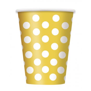 YELLOW CUPS WITH WHITE DOTS