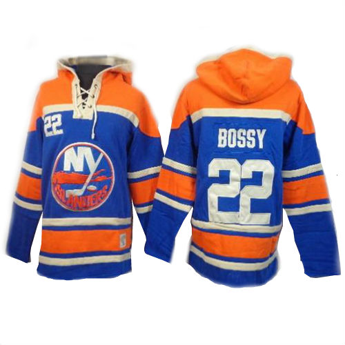 New York Islanders No22 Mike Bossy Baby Blue Sawyer Hooded Sweatshirt Stitched NHL Jersey