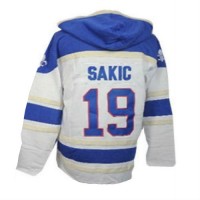 Joe Sakic Quebec Nordiques Men’s 47 Brand Blue Pullover Jersey Hoodie